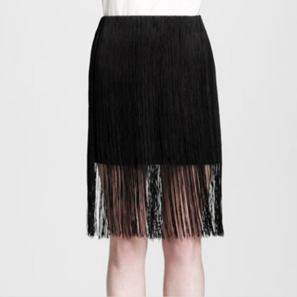 Rag & Bone Corina solid black fringe overlay short skirt - Picture 12 of 12